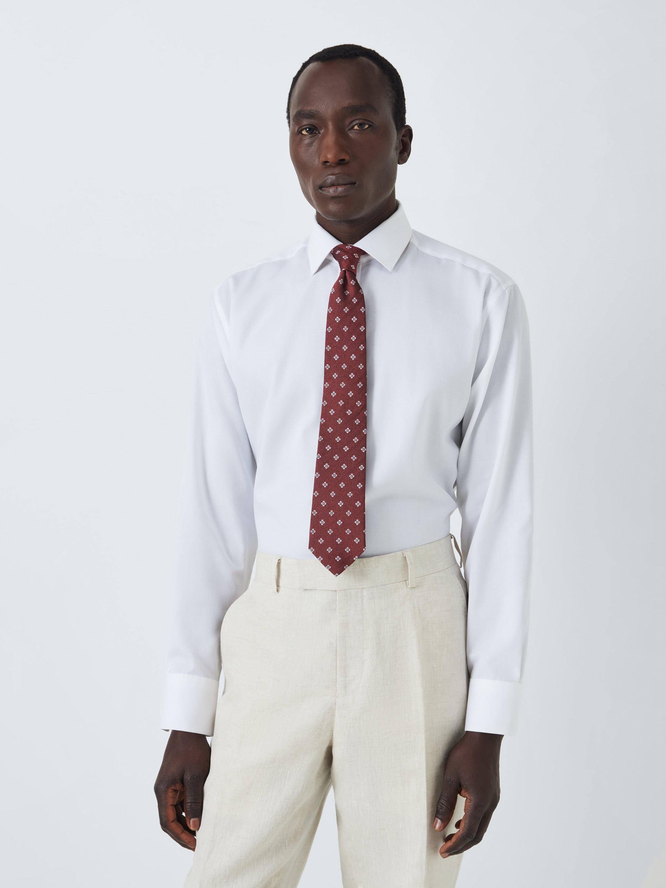 Product image 2 of 4, which shows John Lewis Silk Herringbone Floral Tie, Raspberry