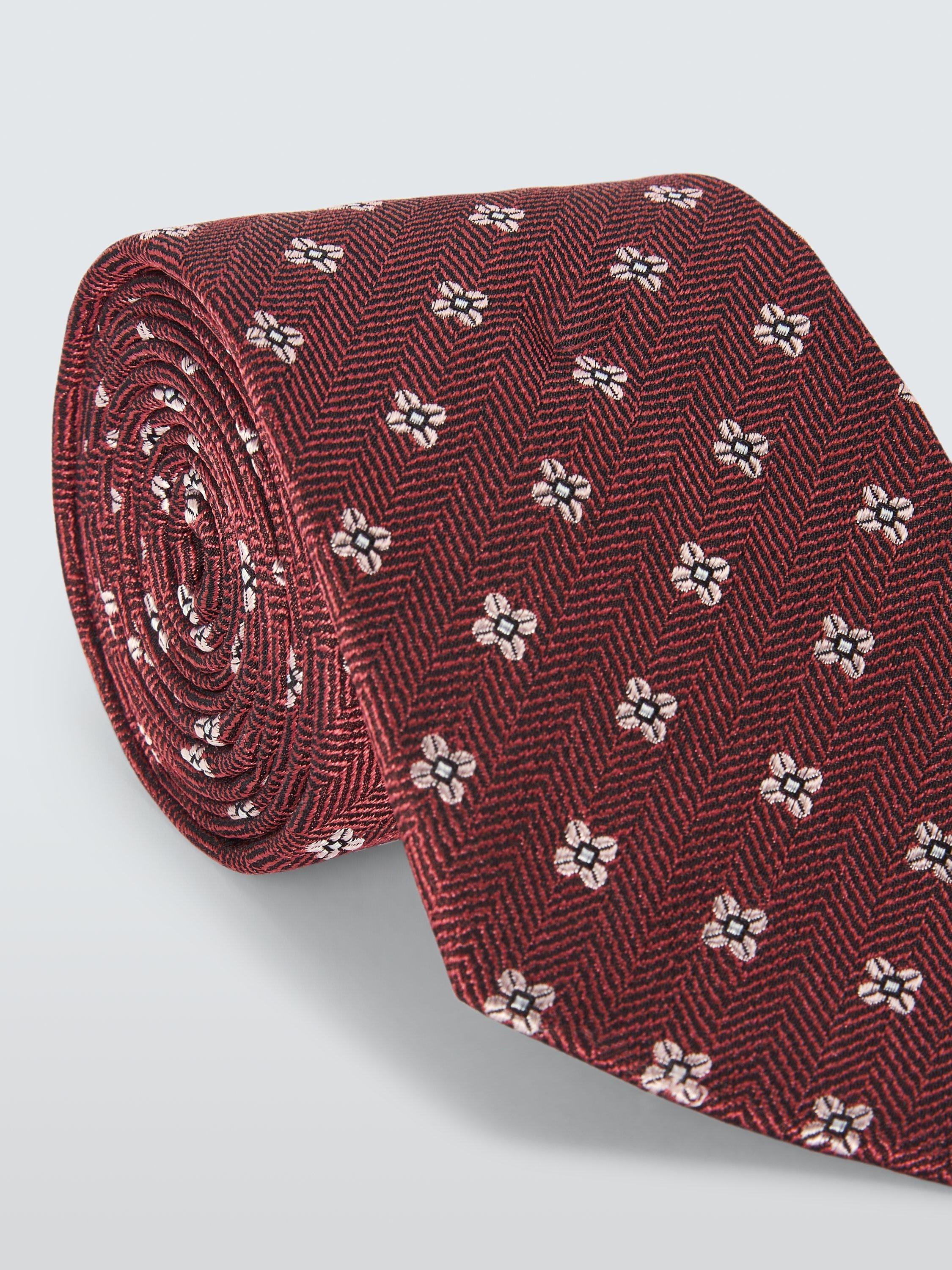 Product image 3 of 4, which shows John Lewis Silk Herringbone Floral Tie, Raspberry