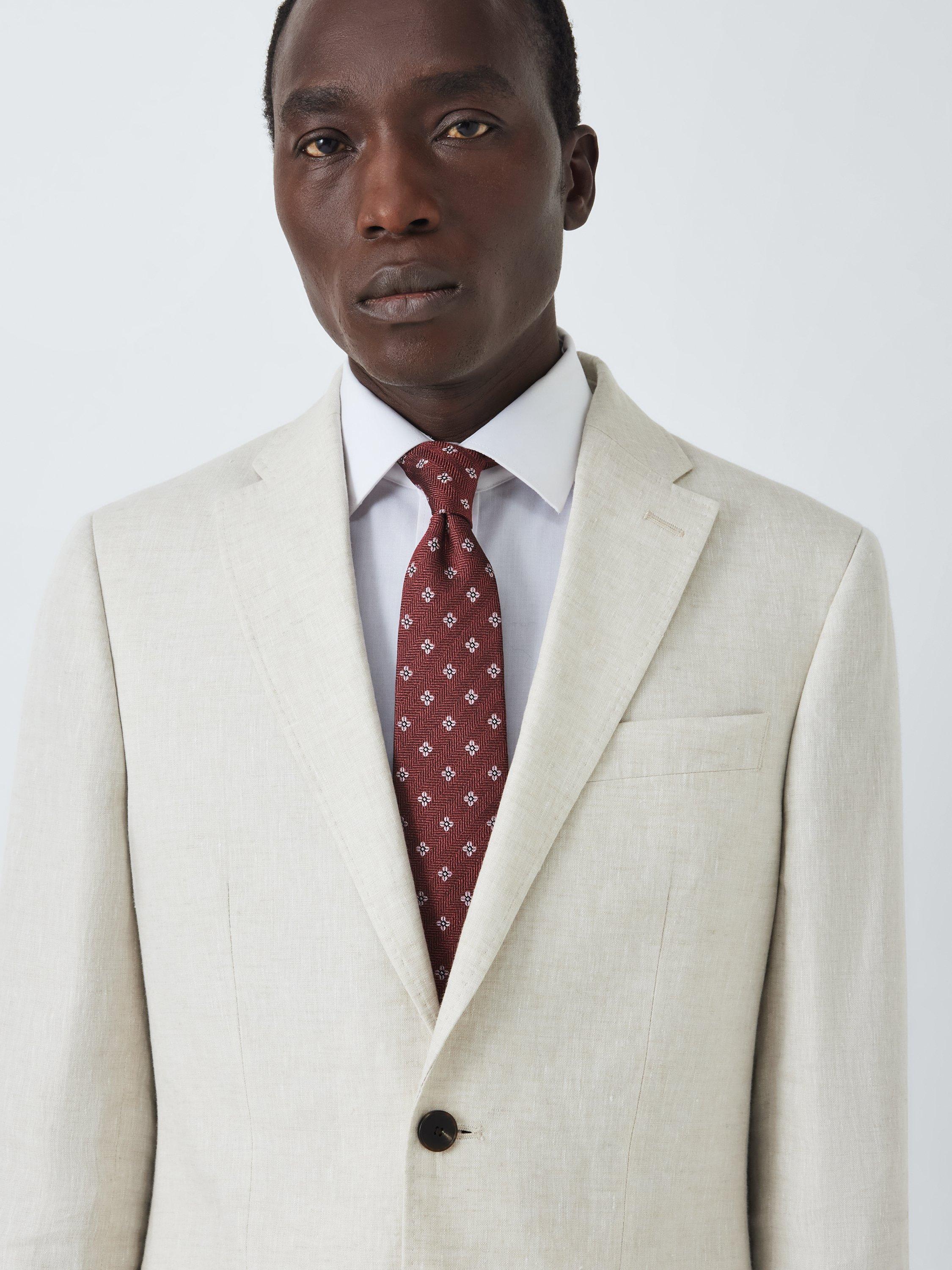 Product image 4 of 4, which shows John Lewis Silk Herringbone Floral Tie, Raspberry