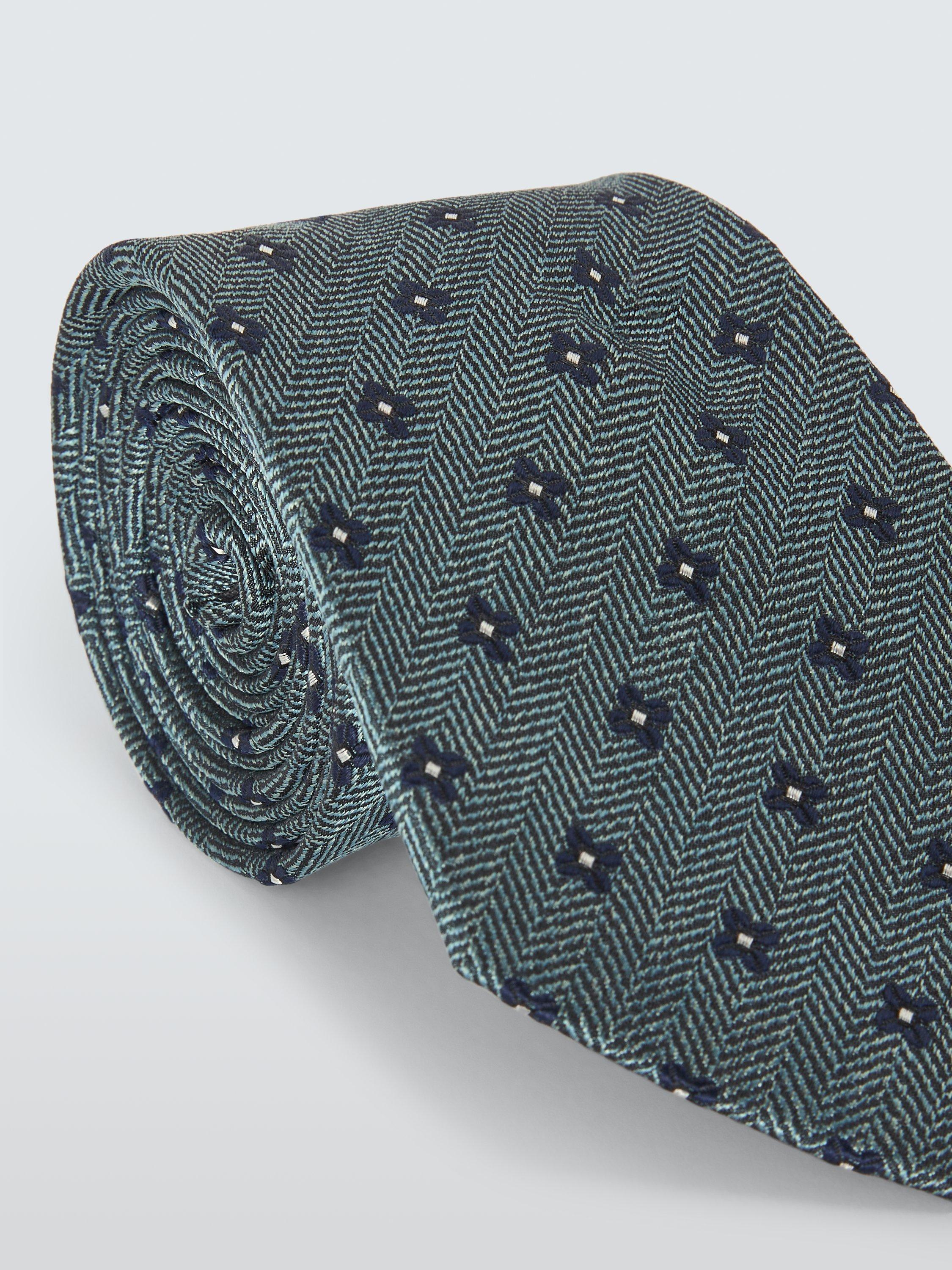 Product image 3 of 4, which shows John Lewis Silk Herringbone Floral Tie, Teal