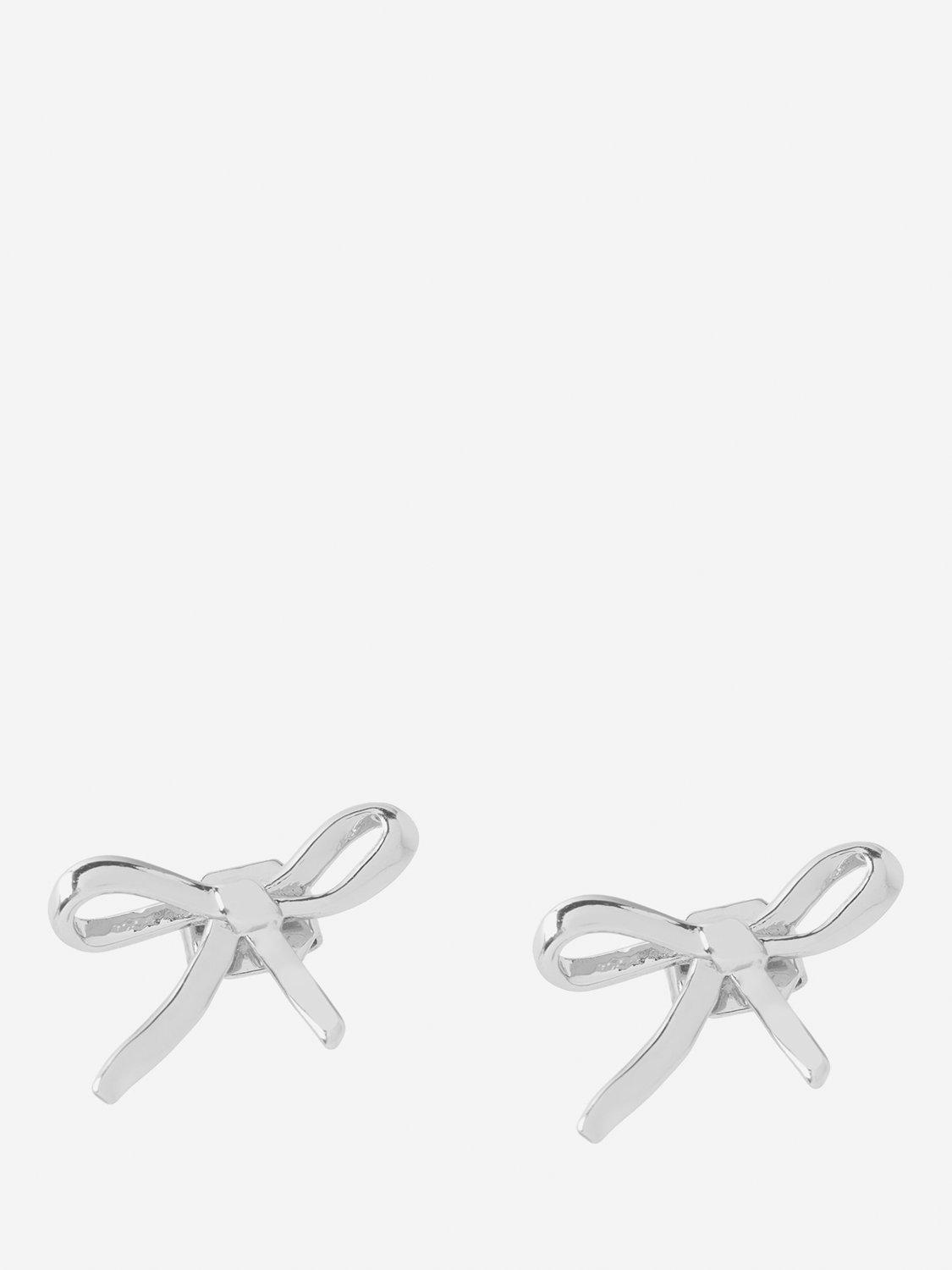 Product image 1 of 3, which shows Mint Velvet Bow Stud Earrings, Silver
