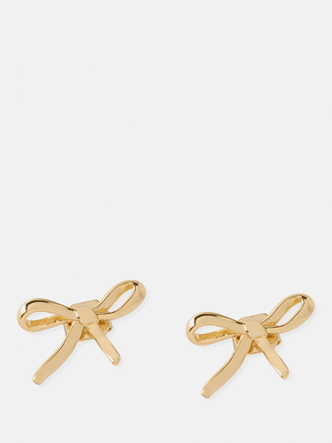 Mint Velvet Bow Stud Earrings, Gold