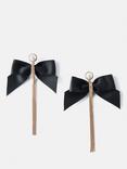 Mint Velvet Satin Bow Faux Pearl Drop Earrings, Gold/Black