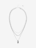 Mint Velvet Pendant Layered Chain Necklace, Silver