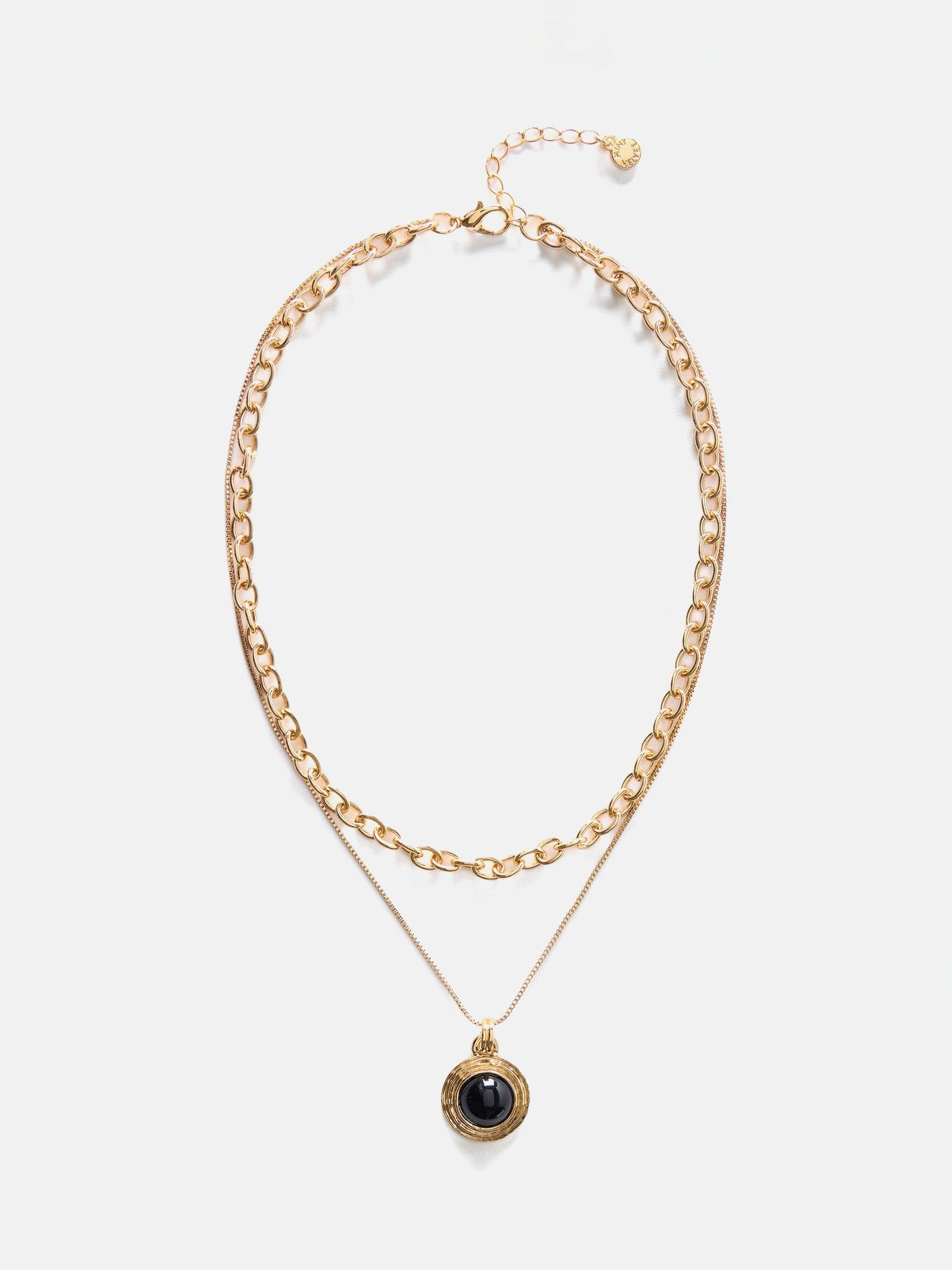 Mint Velvet Double Layered Chain Link Necklace, Gold Gold