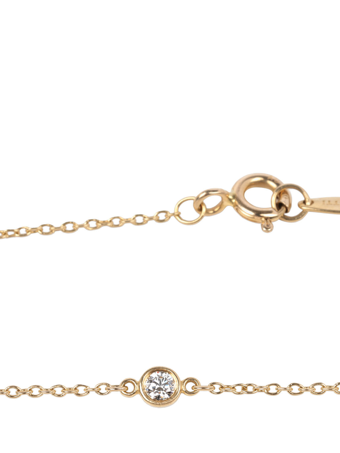 Product image 3 of 5, which shows Pre-loved Tiffany & Co. 18ct Yellow Gold 3 Brilliant Cut Diamond by the Yard Chain Bracelet