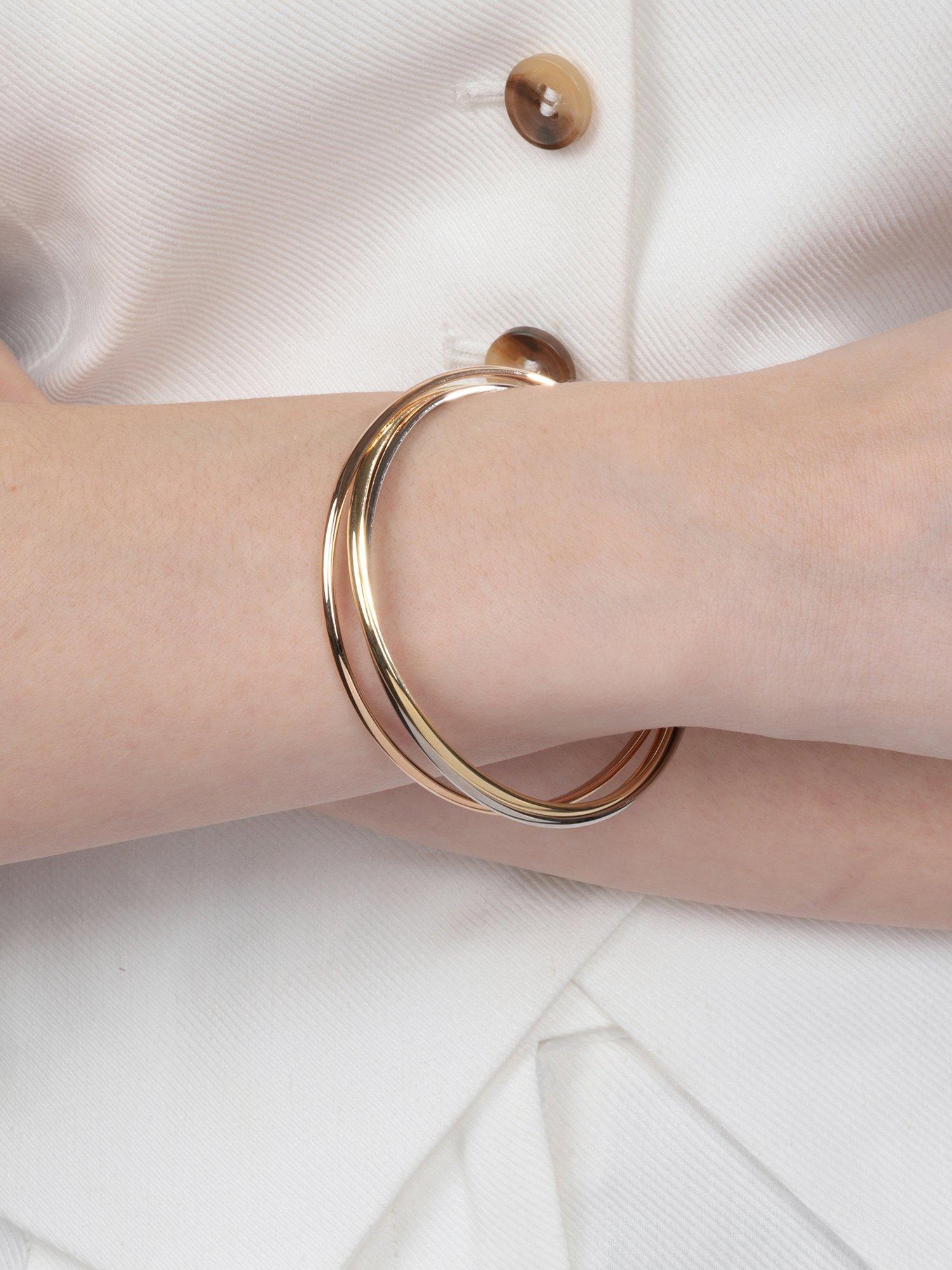 Product image 2 of 6, which shows Pre-loved Cartier 18ct White, Yellow and Rose Gold Small Trinity Bangle