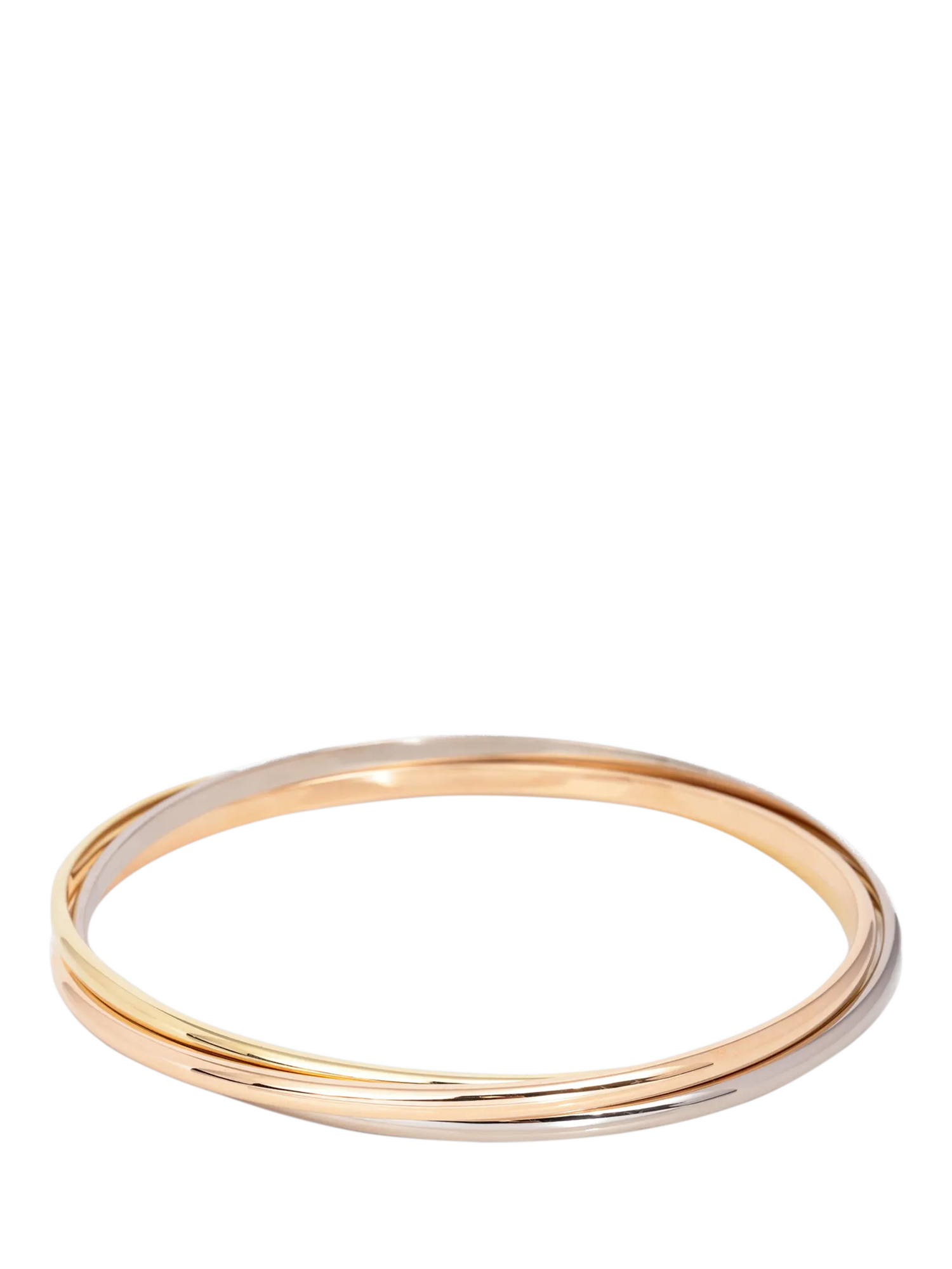 Product image 3 of 6, which shows Pre-loved Cartier 18ct White, Yellow and Rose Gold Small Trinity Bangle