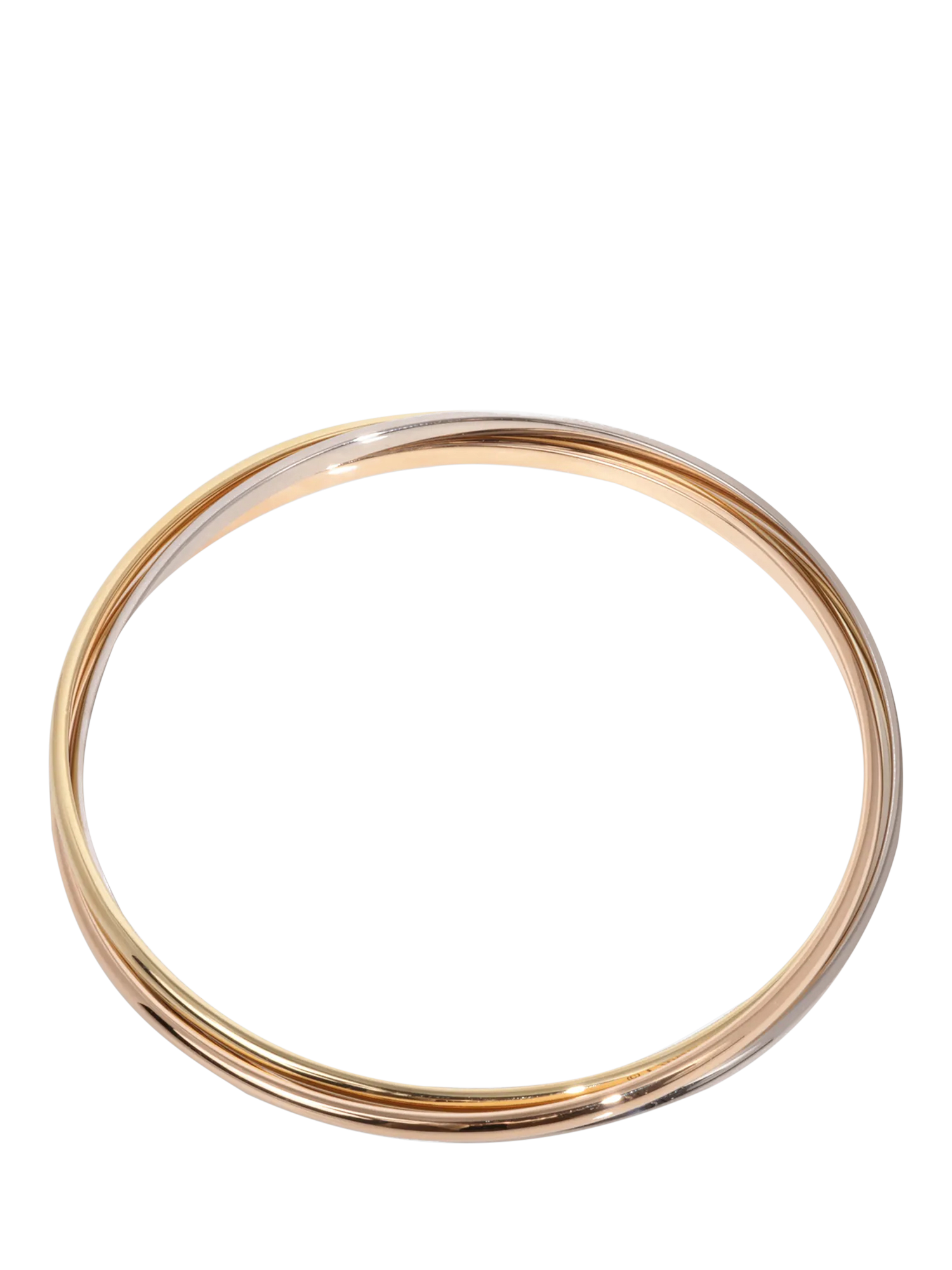 Product image 4 of 6, which shows Pre-loved Cartier 18ct White, Yellow and Rose Gold Small Trinity Bangle