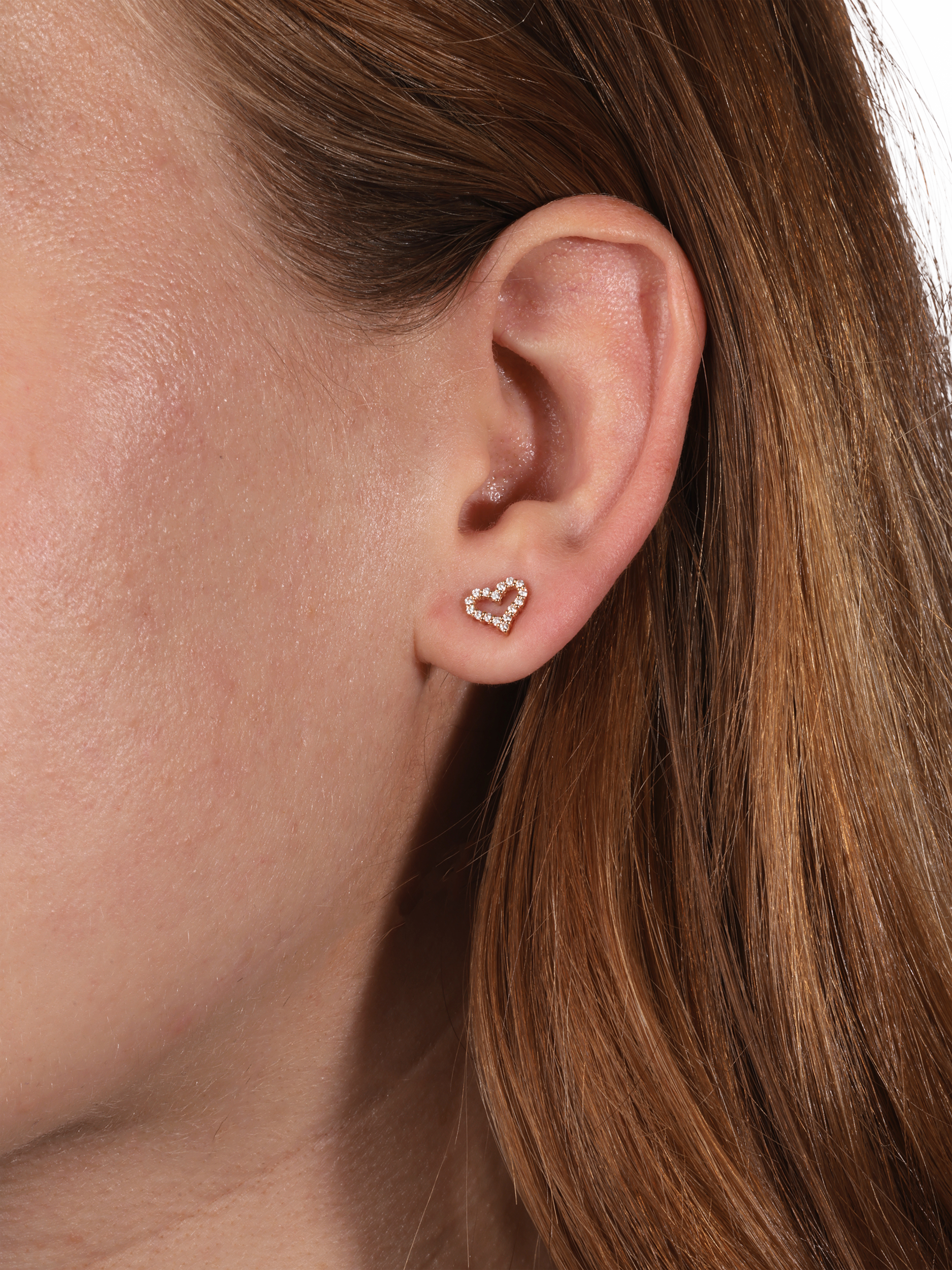 Product image 2 of 6, which shows Pre-loved Tiffany & Co. 18ct Rose Gold Brilliant Cut Diamond Extra Mini Heart Stud Earrings