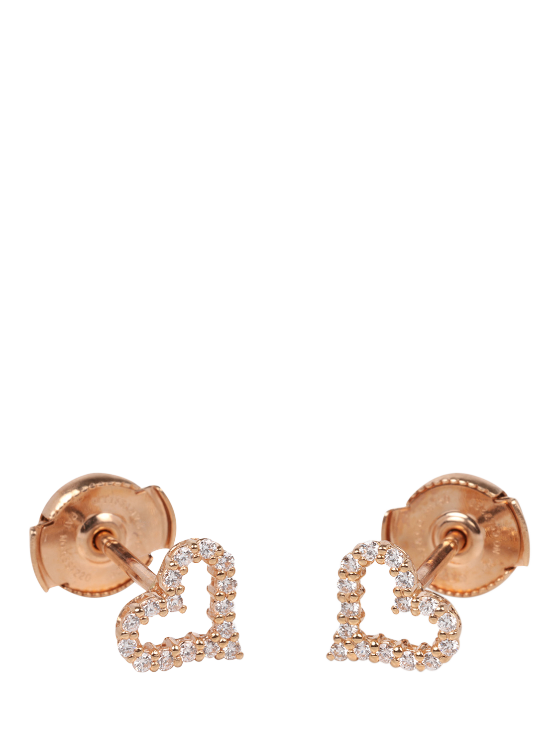Product image 3 of 6, which shows Pre-loved Tiffany & Co. 18ct Rose Gold Brilliant Cut Diamond Extra Mini Heart Stud Earrings