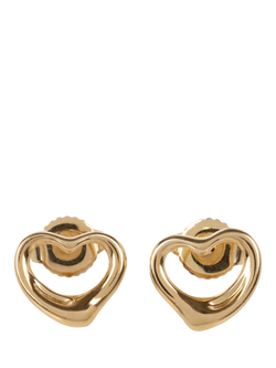 Pre-loved Tiffany & Co. 18ct Yellow Gold Elsa Peretti Open Heart Stud Earrings, Yellow Gold