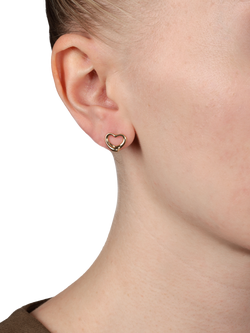 Pre-loved Tiffany & Co. 18ct Yellow Gold Elsa Peretti Open Heart Stud Earrings - view 2, Yellow Gold