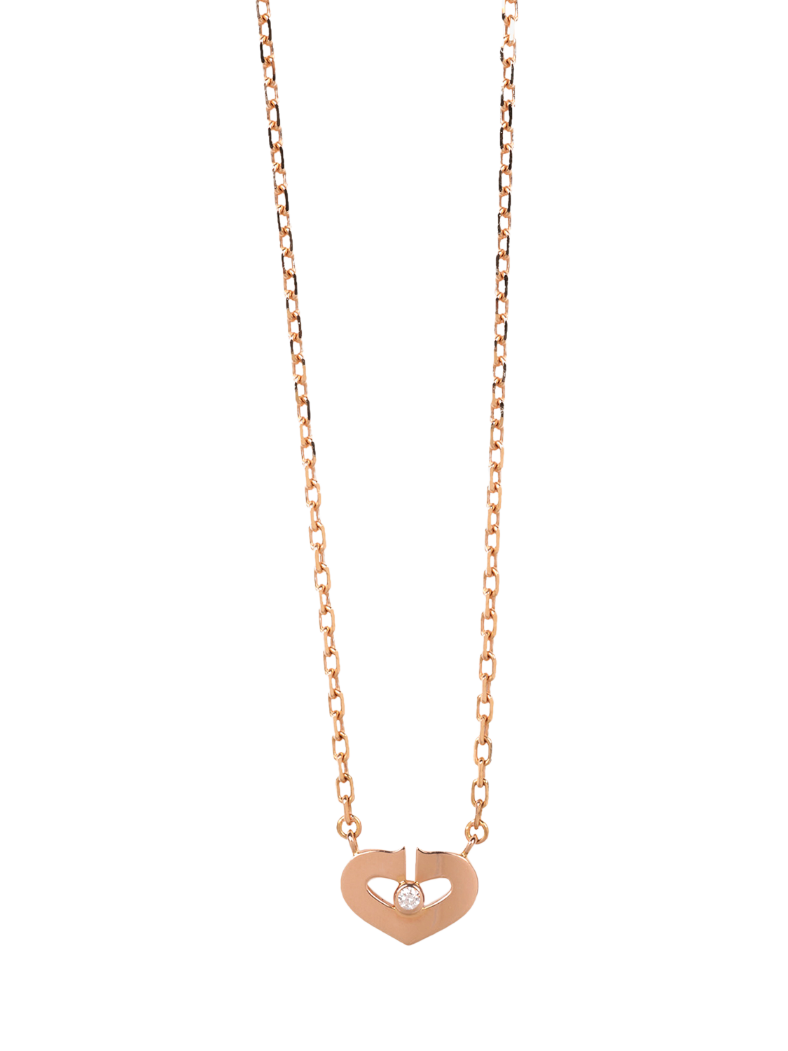 Pre loved Cartier Diamond Set 18ct Rose Gold C Heart of Cartier Extra Small Pendant Necklace