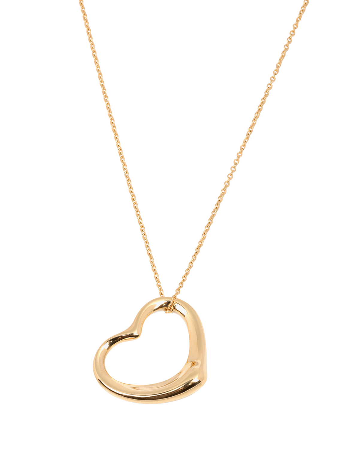 Product image 1 of 6, which shows Pre-loved Tiffany & Co. 18ct Yellow Gold 22mm Elsa Peretti Open Heart Pendant