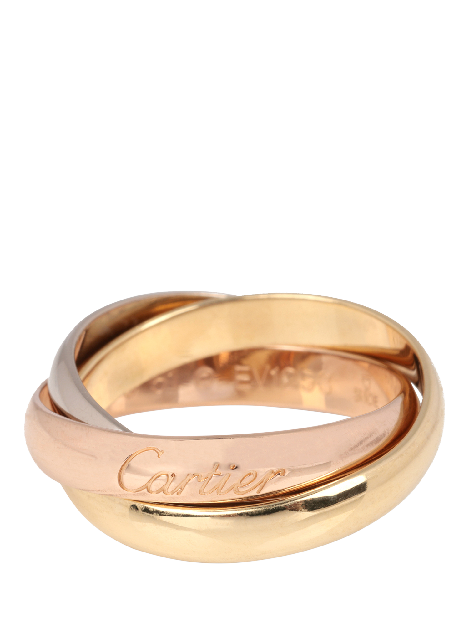 Product image 3 of 7, which shows Pre-loved Cartier 18ct White, Yellow and Rose Gold Medium Trinity Ring