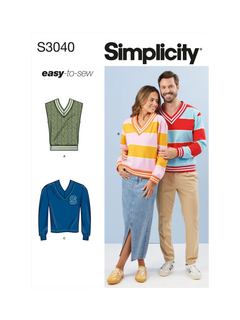 Simplicity Unisex Knit Vest and Tops Sewing Pattern, S3040
