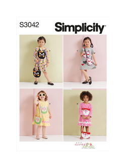 Simplicity Toddler's Dress and Bag Sewing Pattern, S3042, Multi
