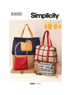 Simplicity Tailored Bags Sewing Pattern, S3052, Multi Multi