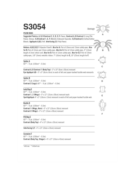 Simplicity Fun Bugs Sewing Pattern, S3054 - view 2, Multi Multi