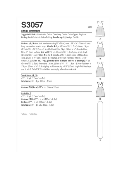 Simplicity Kitchen Accessories Sewing Pattern, S3057 - view 2, Multi Multi