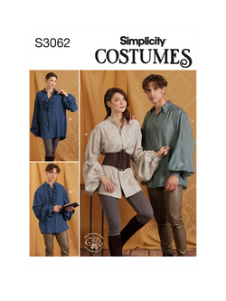 Simplicity Costume Shirts Sewing Pattern, S3062, Multi Multi