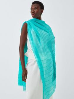 John Lewis Wool Stripe Scarf, Turquoise