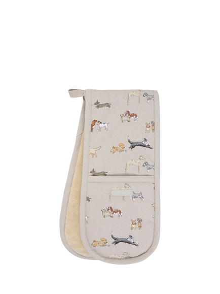 Sophie Allport Doggy Daycare Cotton Double Oven Glove, Neutral Stone - view 2, Neutral Stone