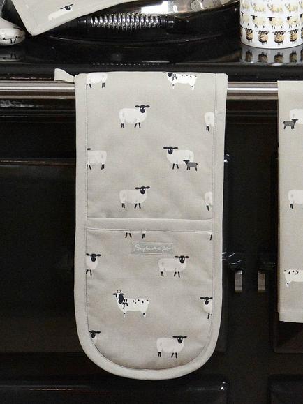 Sophie Allport Sheep Cotton Double Oven Glove, Neutral, Neutral