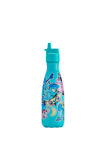 Chilly's Kids' Sticker Leak-Proof Insulated Drinks Bottle, 350ml, Blue, Blue