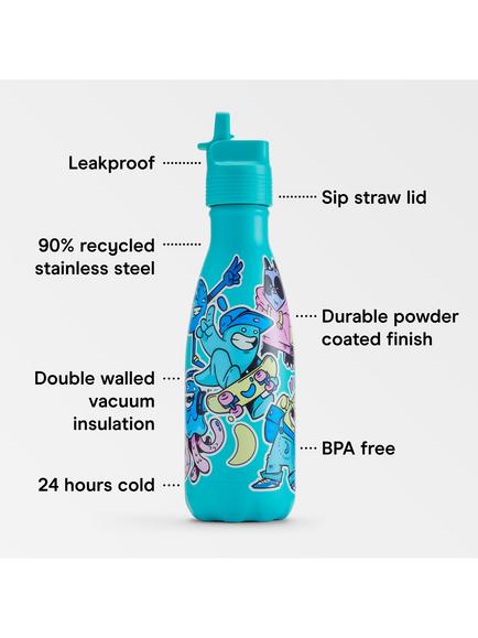 Chilly's Kids' Sticker Leak-Proof Insulated Drinks Bottle, 350ml, Blue - view 2, Blue