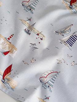 Sophie Allport Coastal Boats Cotton Tea Towel, Soft Blue - view 2, White