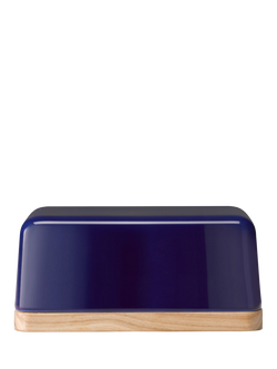 LSA International Collective Porcelain Butter Dish & Ash Wood Lid, Blue Cobalt - view 2, Blue Cobalt