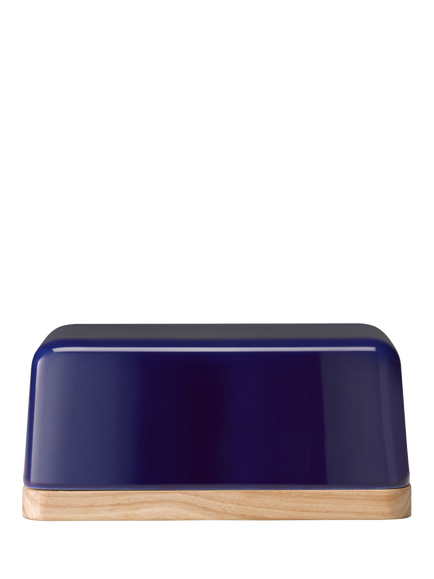 LSA International Collective Porcelain Butter Dish & Ash Wood Lid, Blue Cobalt - view 2, Blue Cobalt