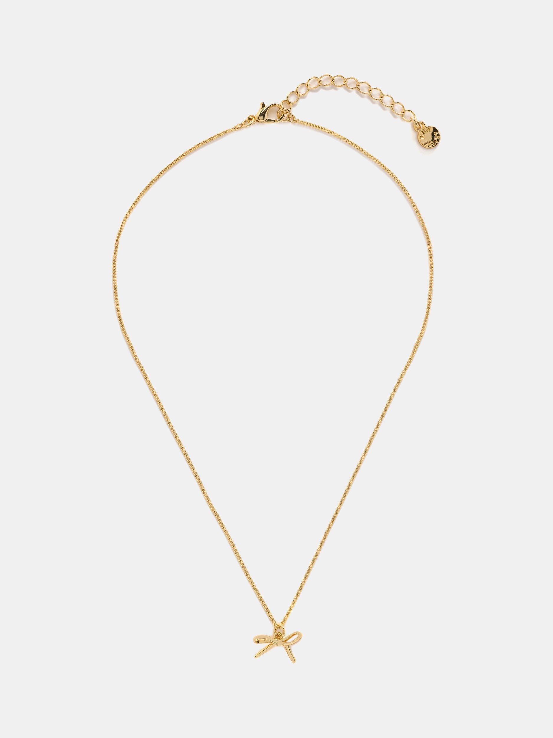 Product image 1 of 5, which shows Mint Velvet Bow Necklace, Gold