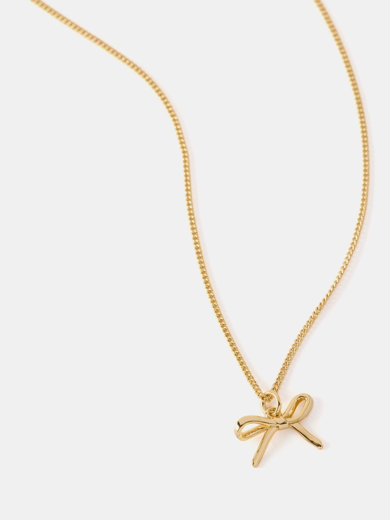 Product image 3 of 5, which shows Mint Velvet Bow Necklace, Gold