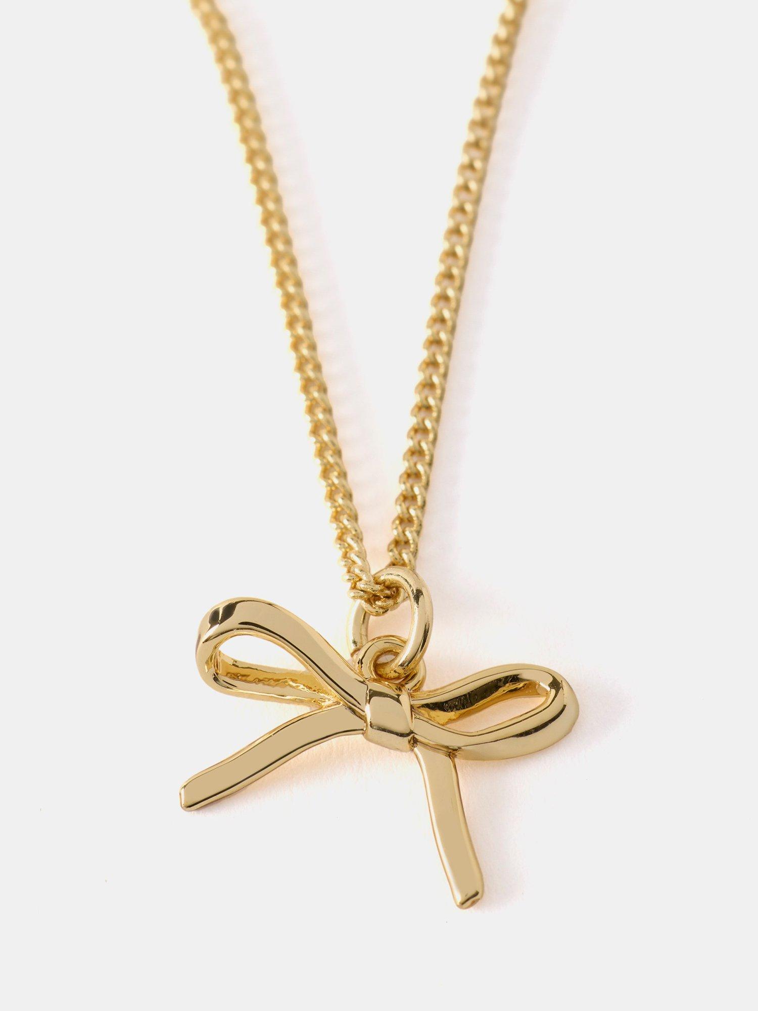 Product image 5 of 5, which shows Mint Velvet Bow Necklace, Gold