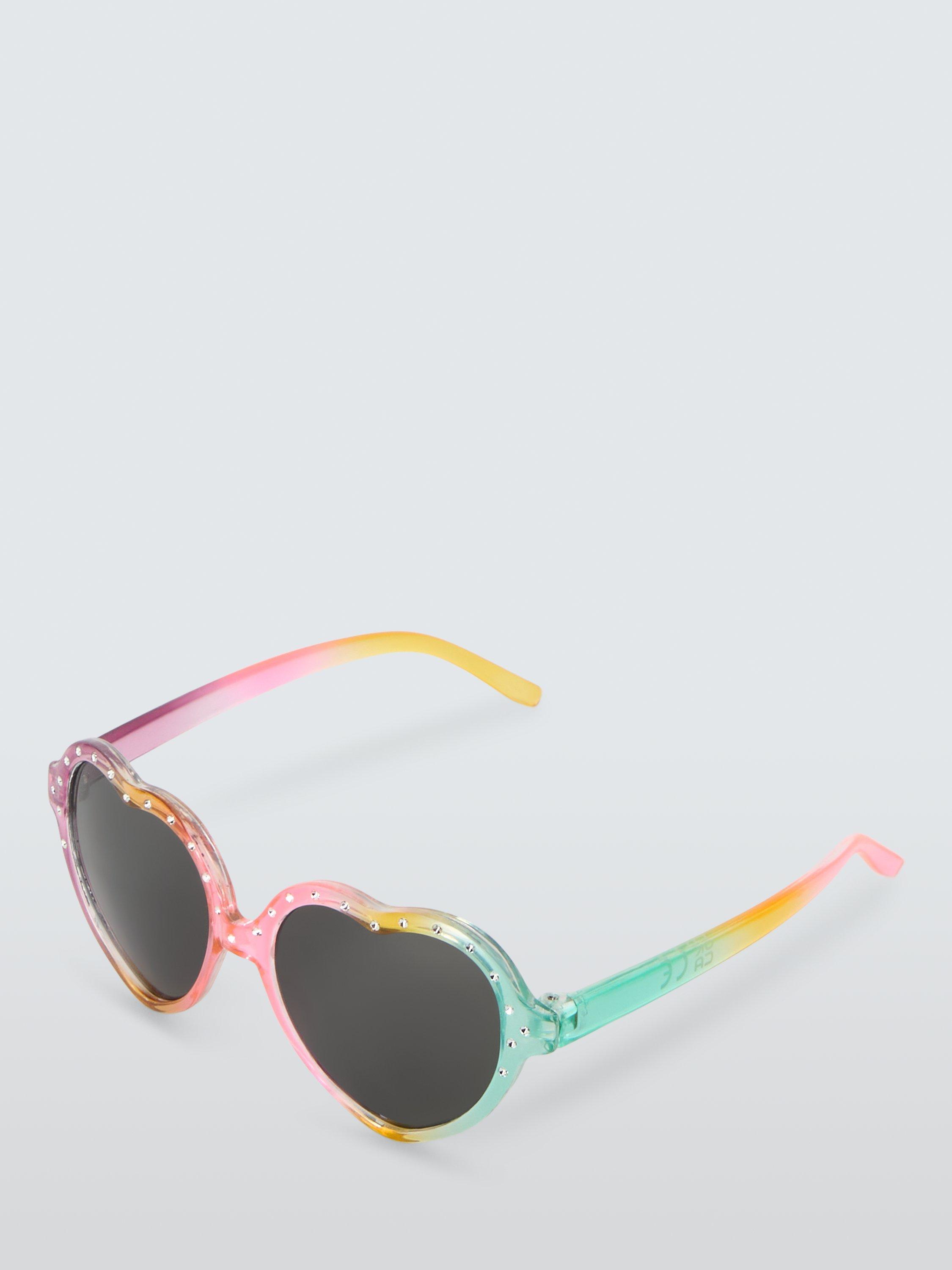 Product image 1 of 4, which shows John Lewis Kids' Ombre Heart Sunglasses, Rainbow