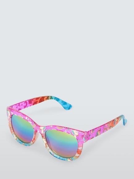 John Lewis Kids' Rainbow Unicorn D-Frame Sunglasses, Multi, Pink Multi