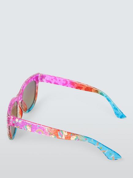 John Lewis Kids' Rainbow Unicorn D-Frame Sunglasses, Multi - view 2, Pink Multi
