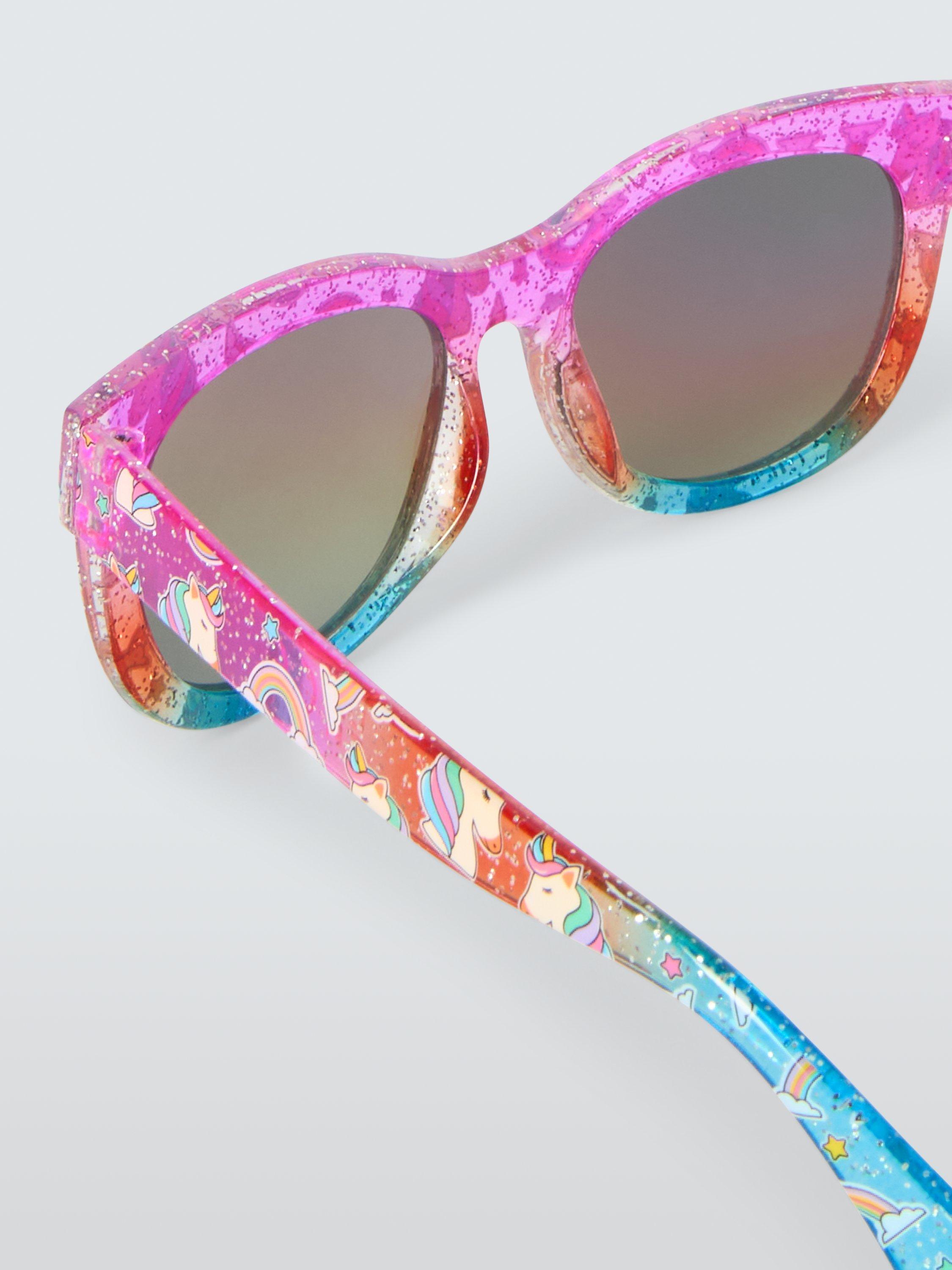 Product image 4 of 4, which shows John Lewis Kids' Rainbow Unicorn D-Frame Sunglasses, Multi