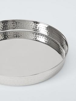 John Lewis Hammered Stainless Steel Round Tray, 32cm, Silver - view 2, Silver