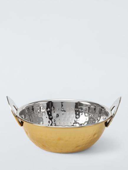 John Lewis Traditional Hammered Stainless Steel Balti Serving Dish, 14cm, Gold, Gold