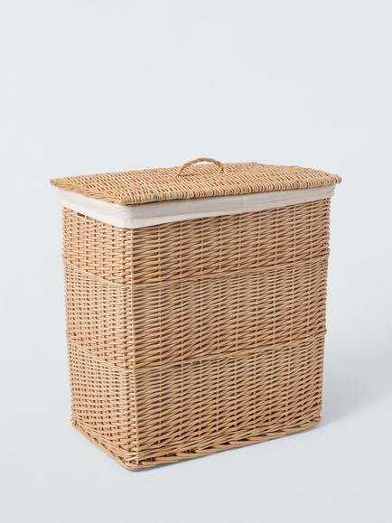 John Lewis Willow Double Laundry Basket, Light Natural
