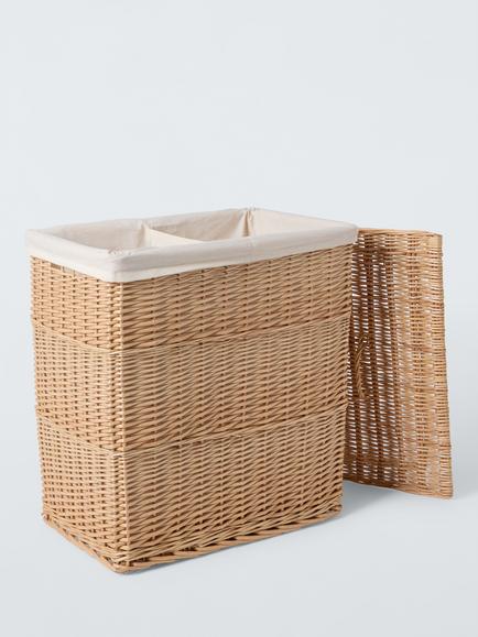 John Lewis Willow Double Laundry Basket - view 2, Light Natural