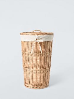 John Lewis Round Wicker Laundry Basket, Light Natural