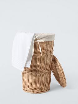 John Lewis Round Wicker Laundry Basket - view 2, Light Natural