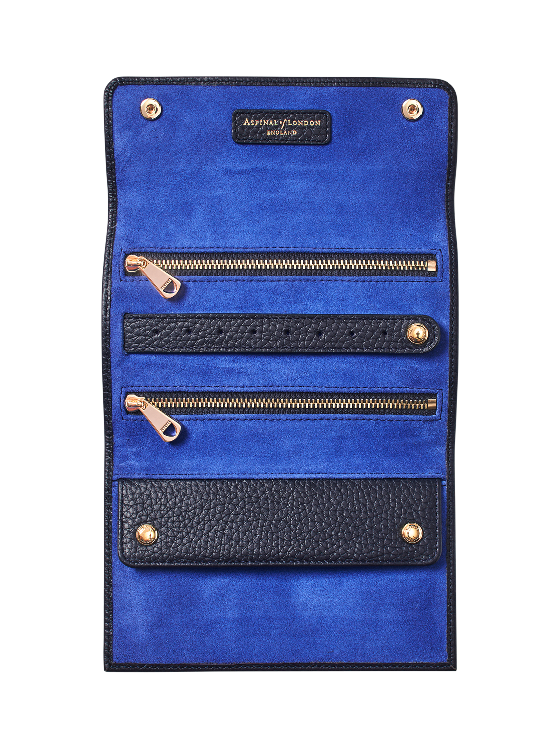 Aspinal of London Leather Jewellery Roll, Navy
