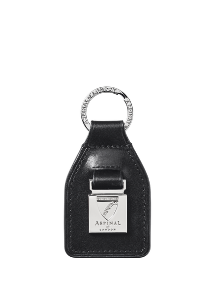 Aspinal of London Shield & Plaque Leather Keyring, Black