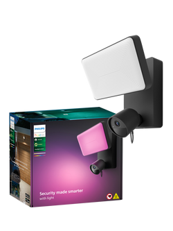 Philips Hue Floodlight Smart Security Camera with Siren Alarm, White, White